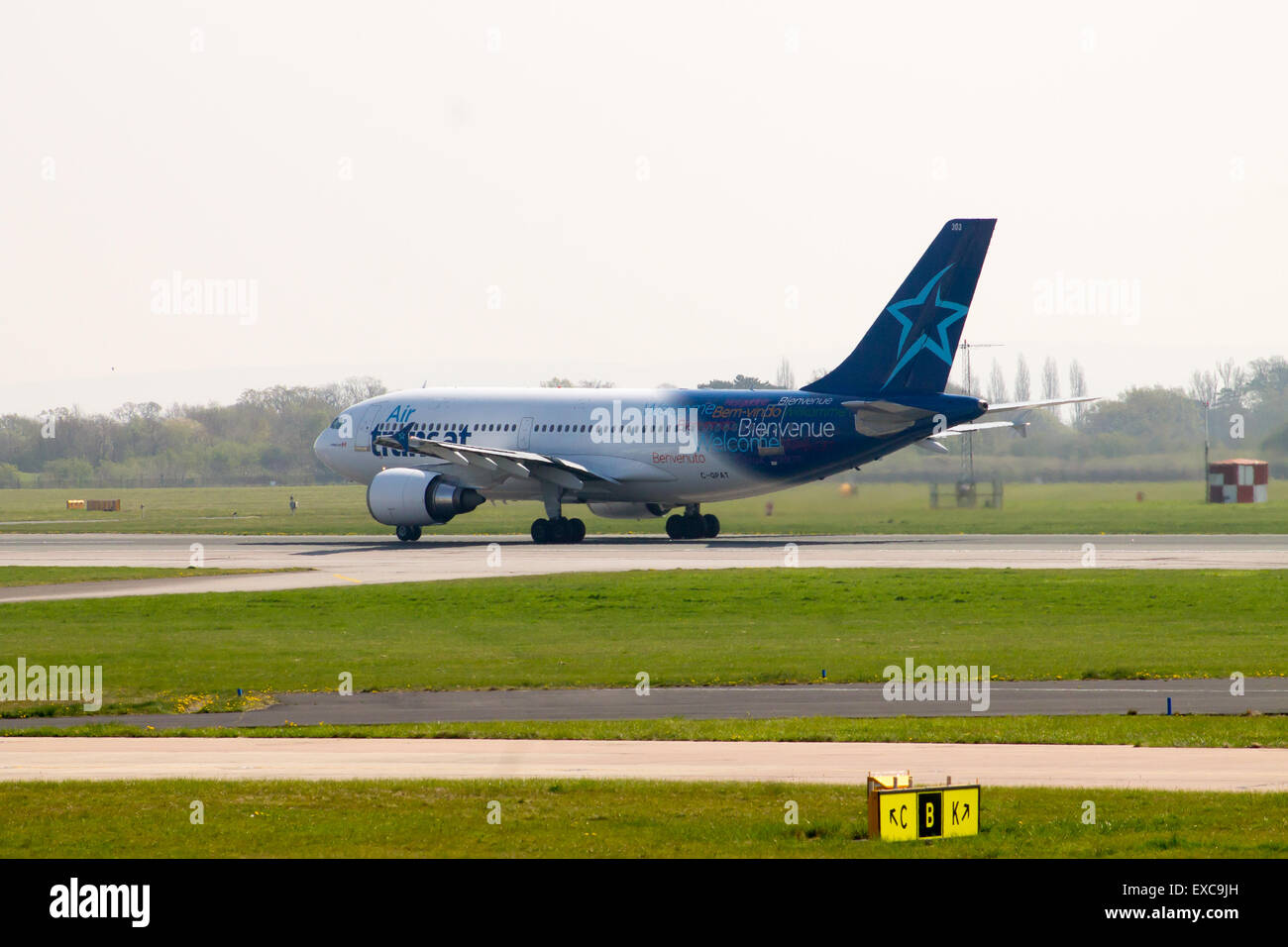 Air Transat Airbus A310 departing from Manchester International Airport. Stock Photo