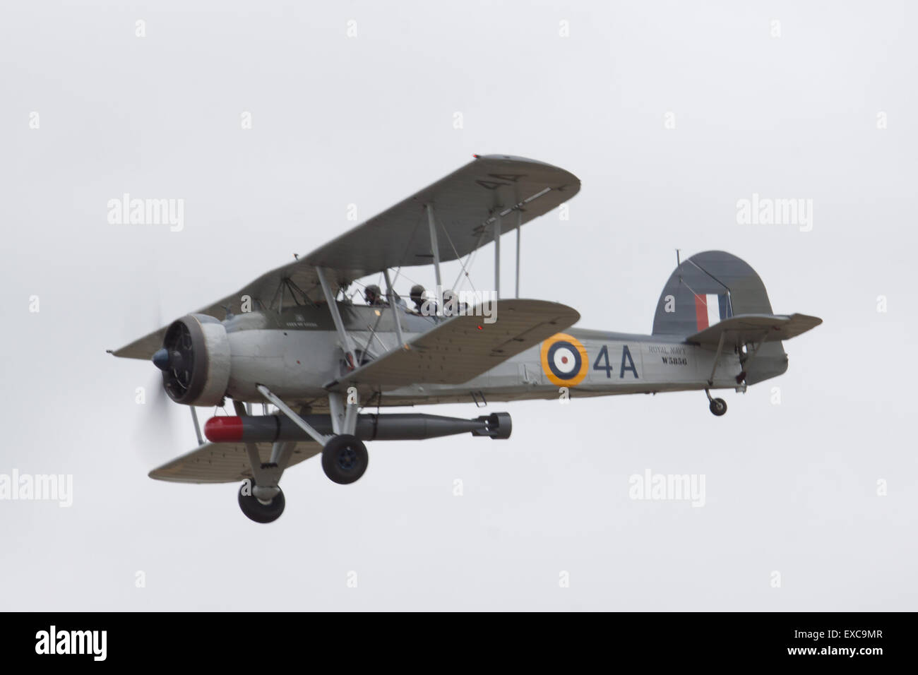 Yeovilton International Air Day, Ilchester, Somerset, UK. 11th July, 2015.   The Royal Navy Historic Flight Swordfish Torpedo bomber which flew with the Fleet Air ARm During the Second world war makes its first appearance in ten years at the Yeovilton International Air Day after under going restoration. Credit:  David Billinge/Alamy Live News Stock Photo