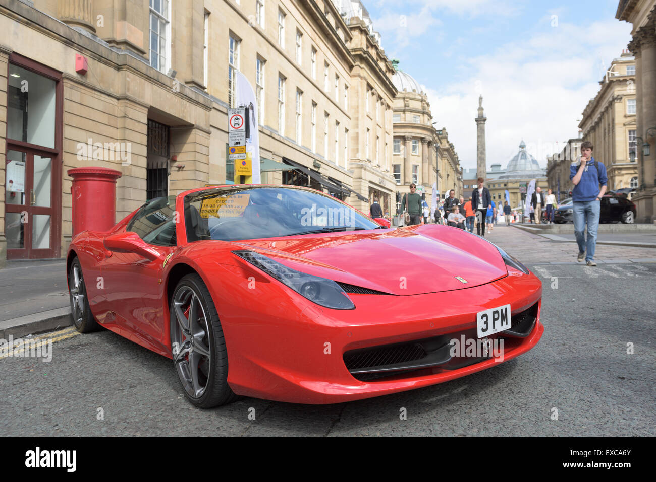 A red Ferrari at the NE1 Newcastle Motor Show car exhibition 11th July 2015 Stock Photo