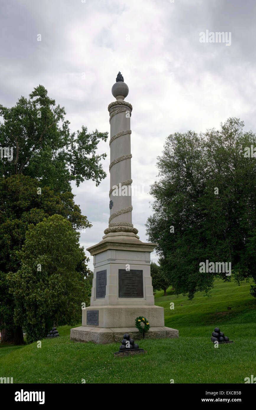 Fredericksburg Battlefield Cemetery monument  at Fredericksburg National Battlefield Park, Fredericksburg, Virginia USA. Stock Photo