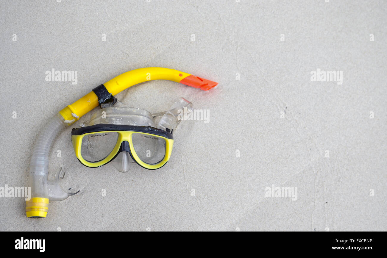 Yellow Snorkel Diving Equipment at the Beach Stock Photo Alamy