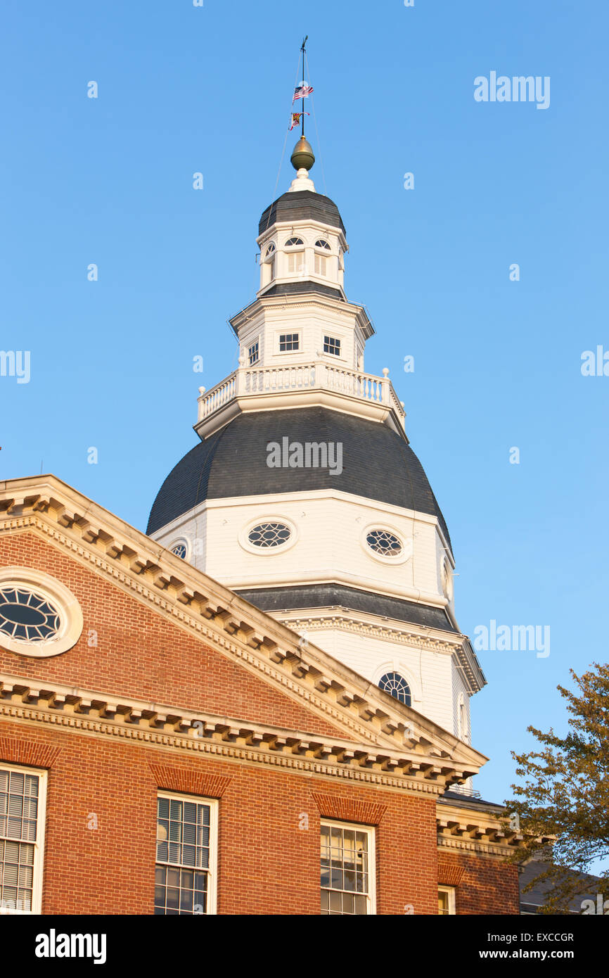 The dome of the historic Maryland State House in Annapolis, Maryland. Stock Photo