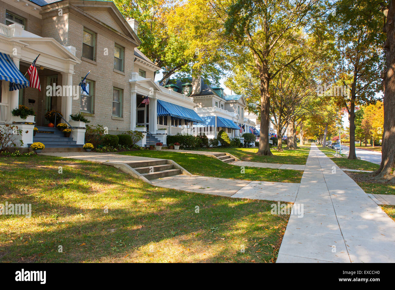 Residences on Captain's Row at the US Naval Academy in Annapolis, Maryland. Stock Photo