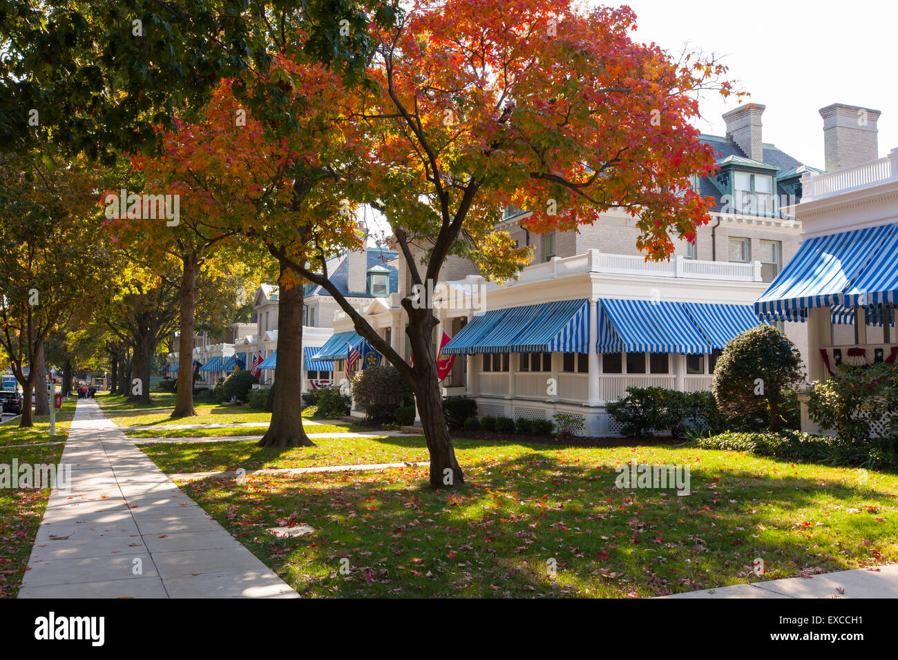 Residences on Captain's Row at the US Naval Academy in Annapolis, Maryland. Stock Photo