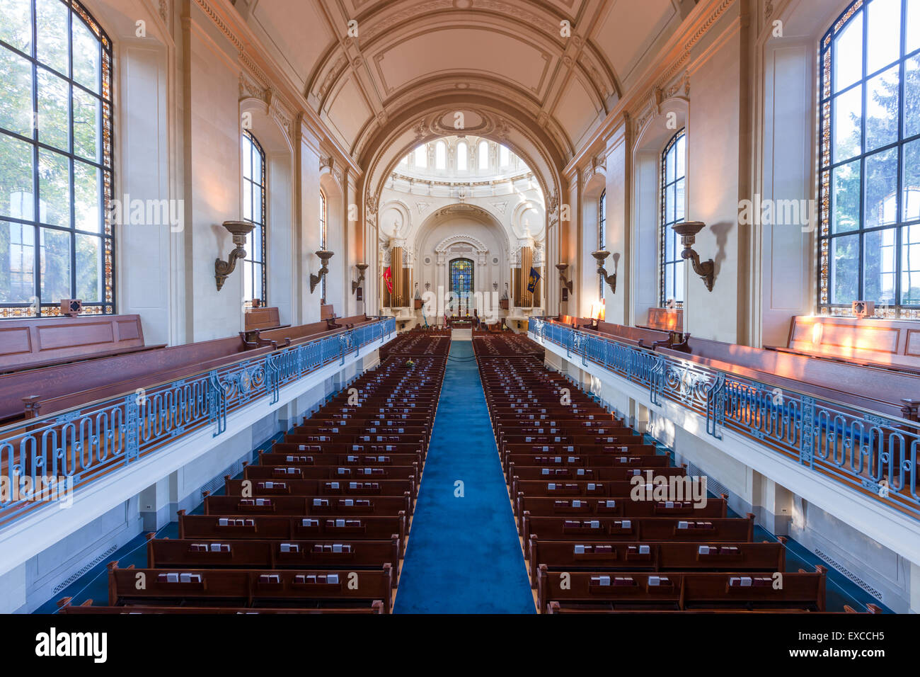 The interior of the Naval Academy Chapel at the US Naval Academy in Annapolis, Maryland. Stock Photo