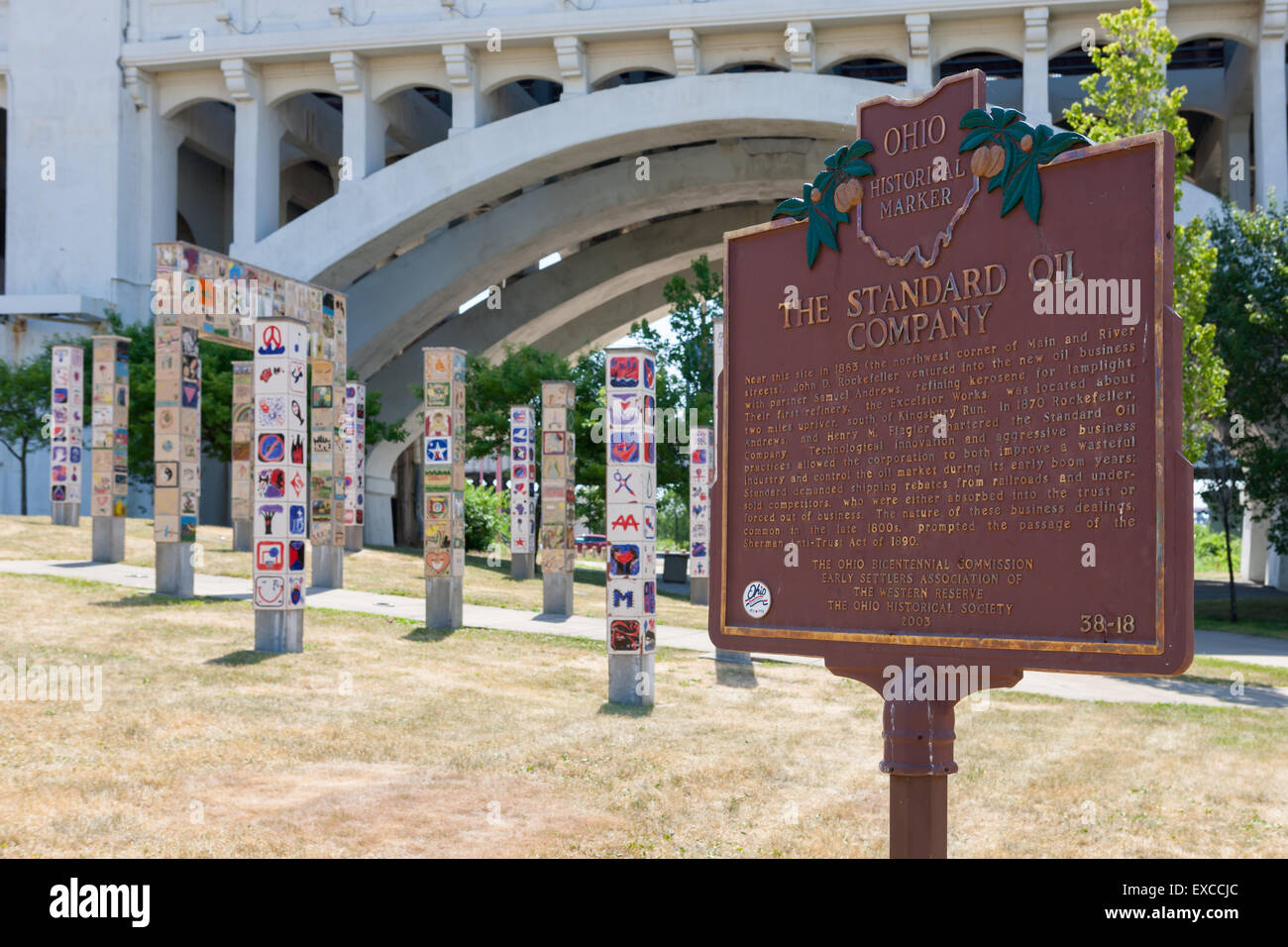 The Standard Oil Company historical marker marks the site of Rockefeller's first refinery in