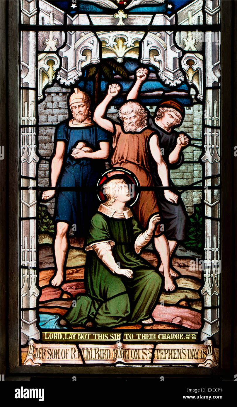 Stoning of Saint Peter stained glass, St. Lawrence`s Church, Barton-on ...