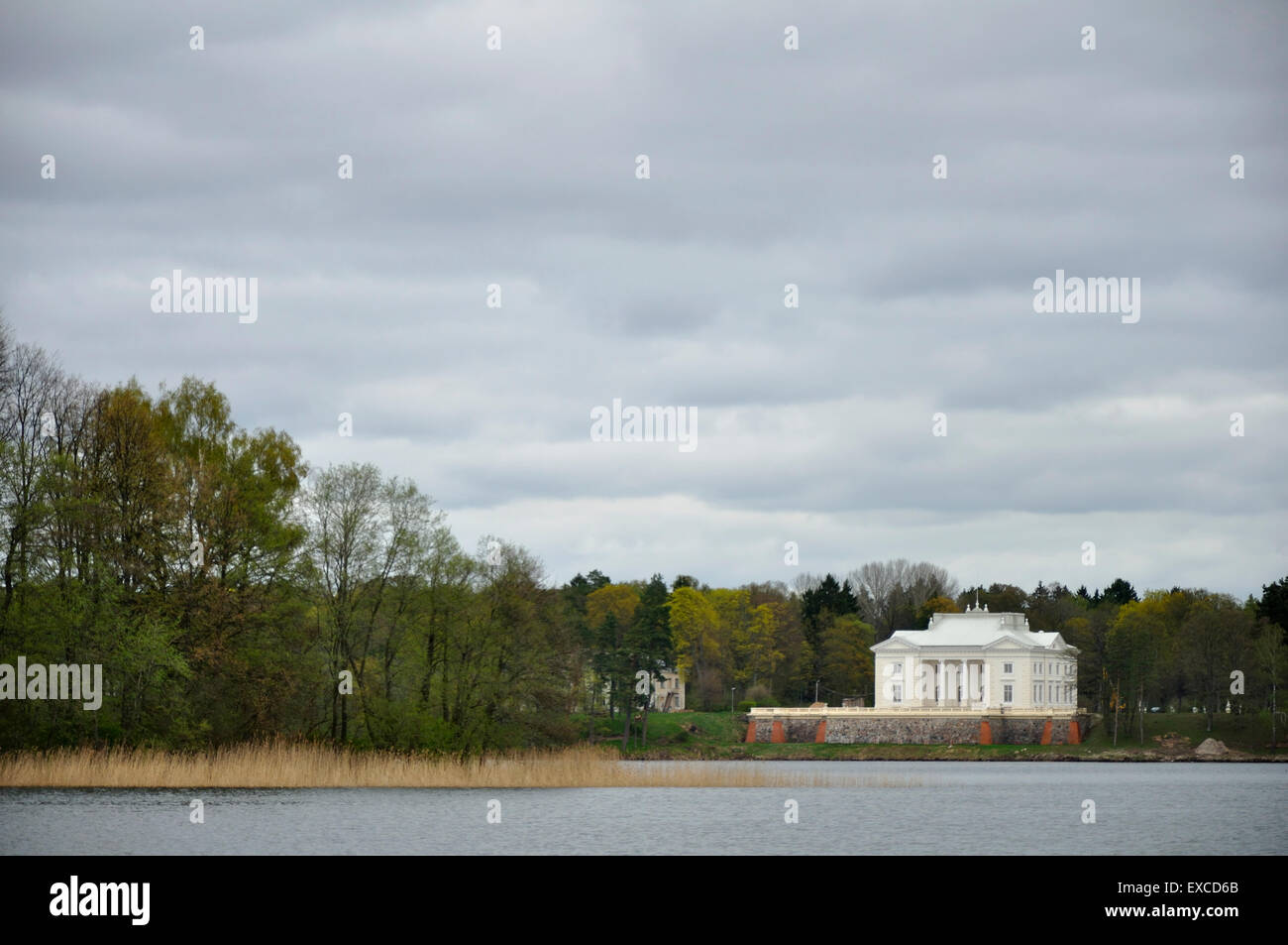 Tyszkiewicz Palace by the lake Galve in Trakai, Lithuania. Stock Photo
