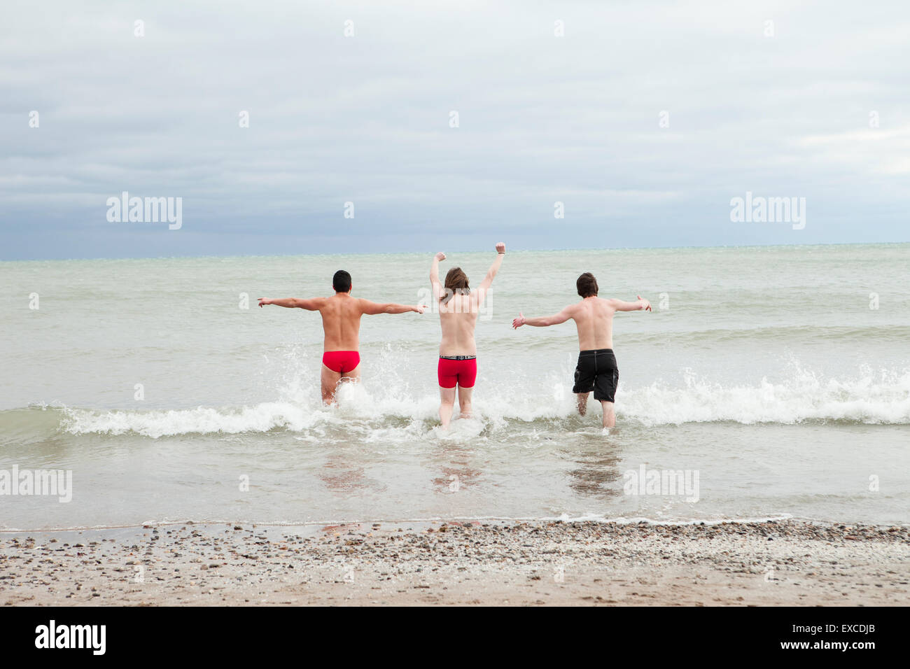 Milwaukee Polar Bear Polar Bear plunge Lake Michigan in Milwaukee, Wisconsin Stock Photo