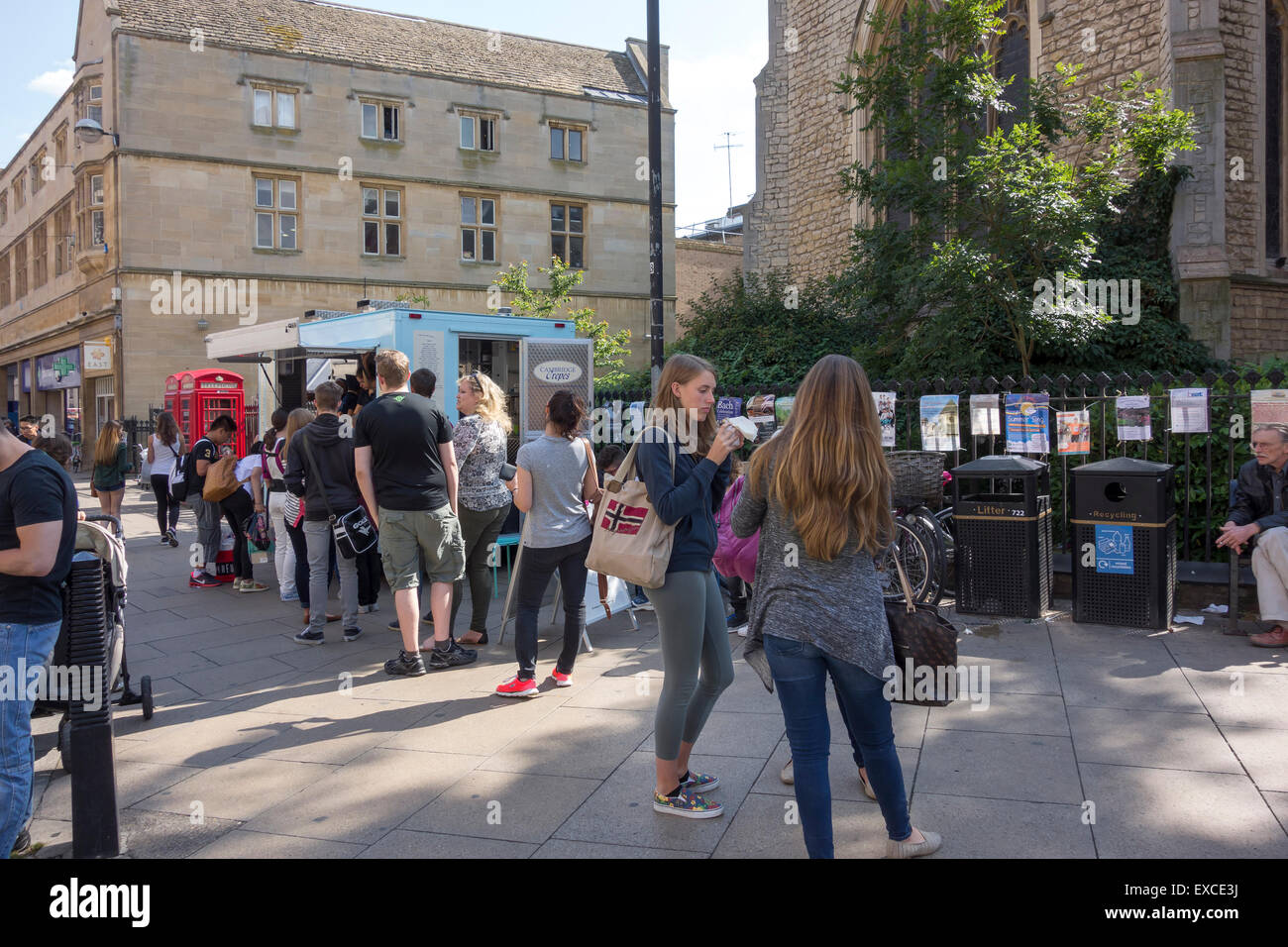 People queuing for Crepes Sidney Street Cambridge City Cambridgeshire England UK Stock Photo