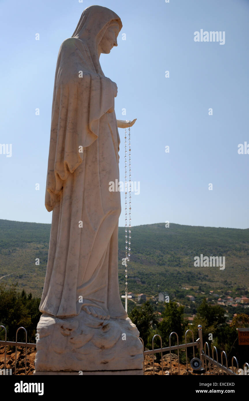 Statue of Virgin Mary at Podbrdo, place of apparition in Medjugorje. Stock Photo