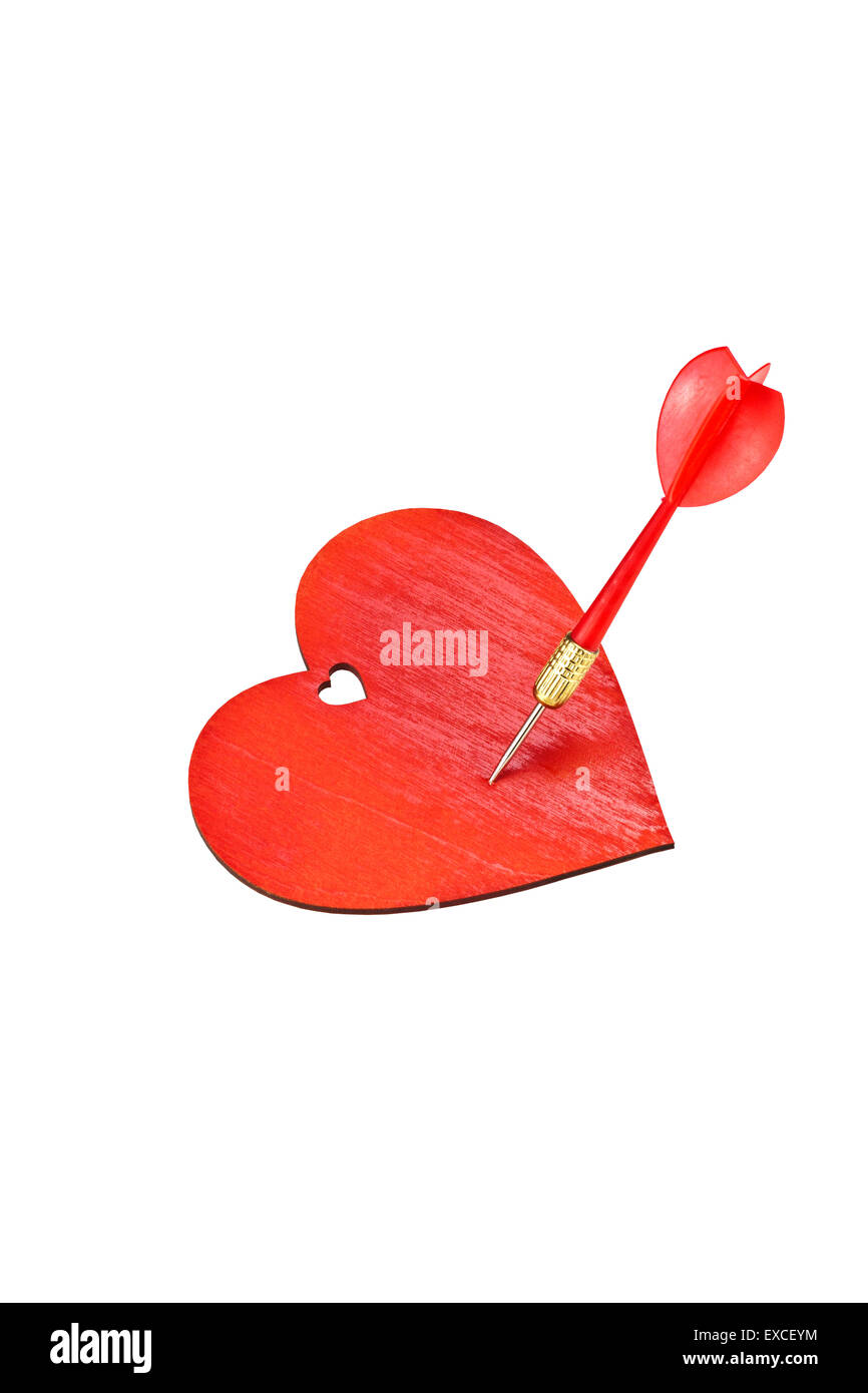Dart and the heart - a stylized idea of love Stock Photo