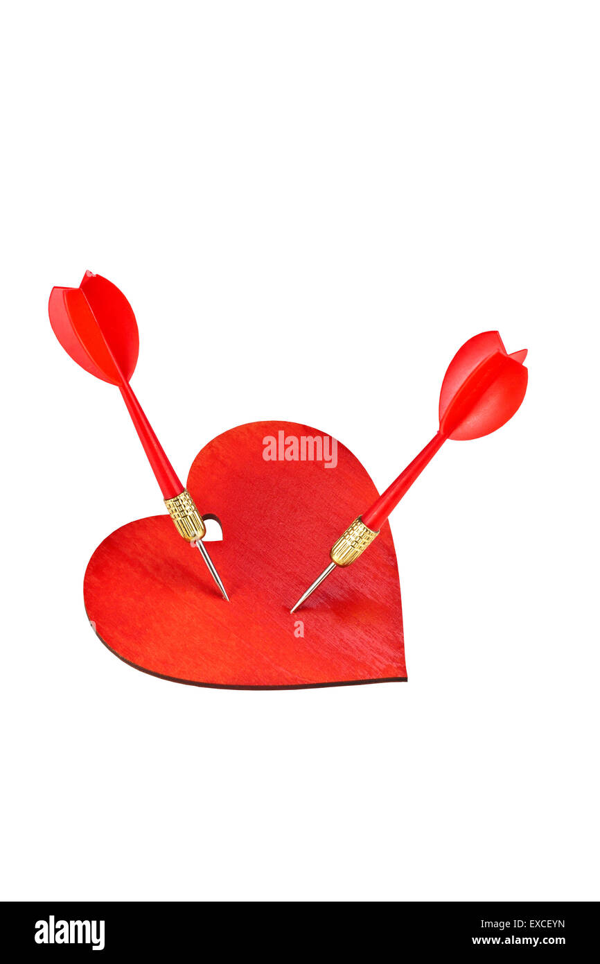 Dart and the heart - a stylized idea of love Stock Photo