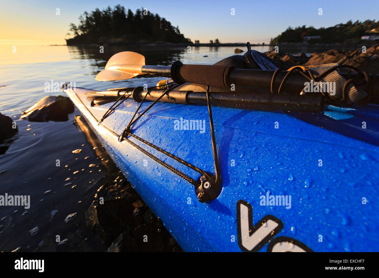 Sea kayak at sunrise, Pipers Lagoon Park, Nanaimo, Vancouver Island