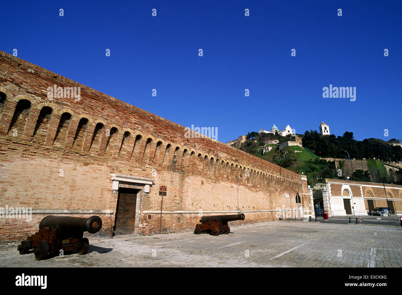 Italy, Le Marche, Ancona, ancient port walls and Guasco hill Stock Photo