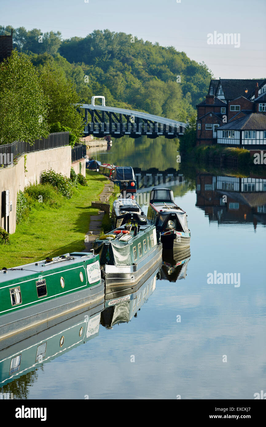 Northwich area Northwich Marina Ltd in the town centre    tourist landmark  Boat canal, canals narrowboat  river stream waterway Stock Photo