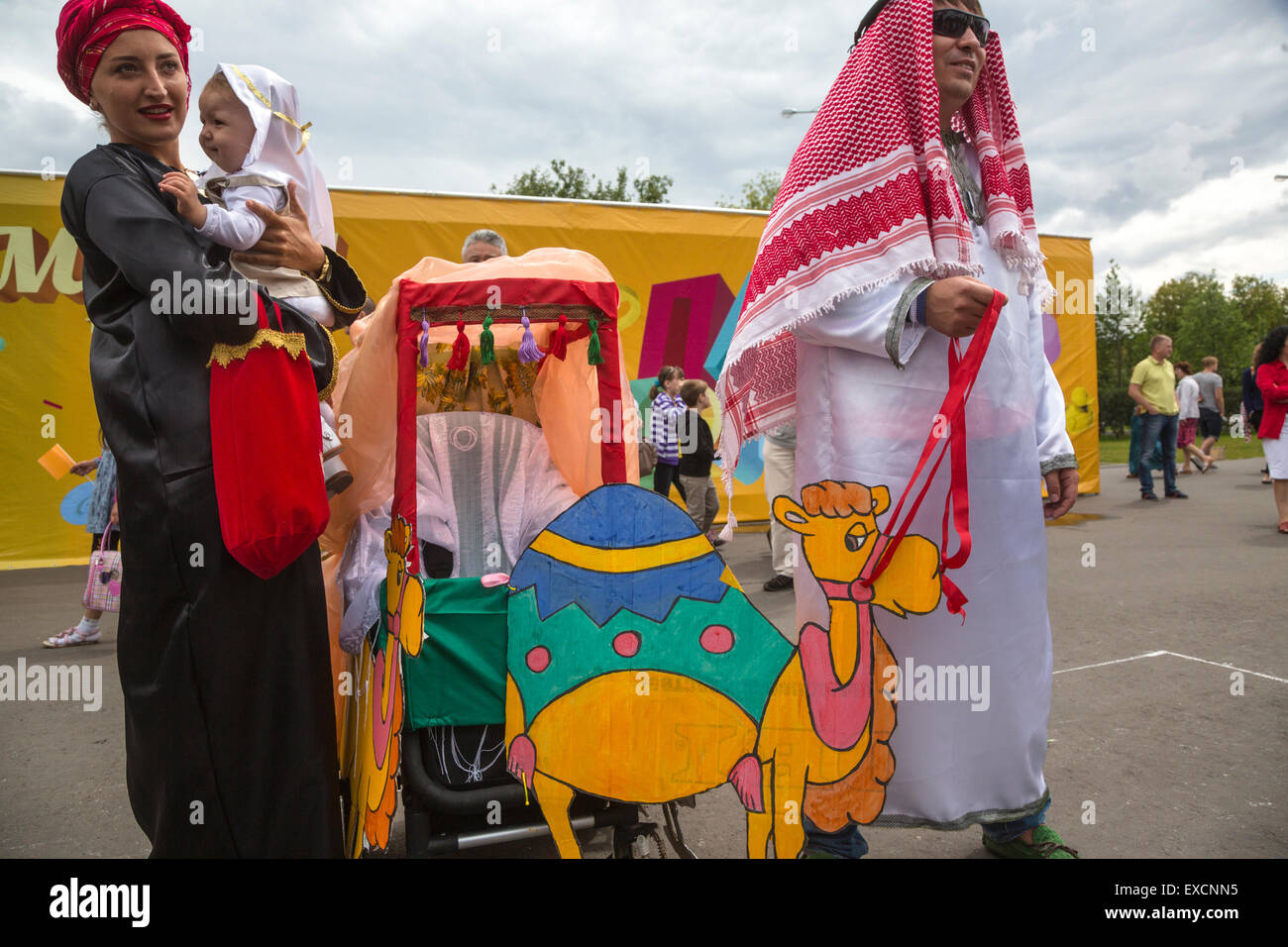 Moscow, Russia. 11th July, 2015. Participants of a Baby Stroller Parade in Gorky Park during the celebration of the Day of Family, Love and Fidelity in Moscow, Russia Credit:  Nikolay Vinokurov/Alamy Live News Stock Photo