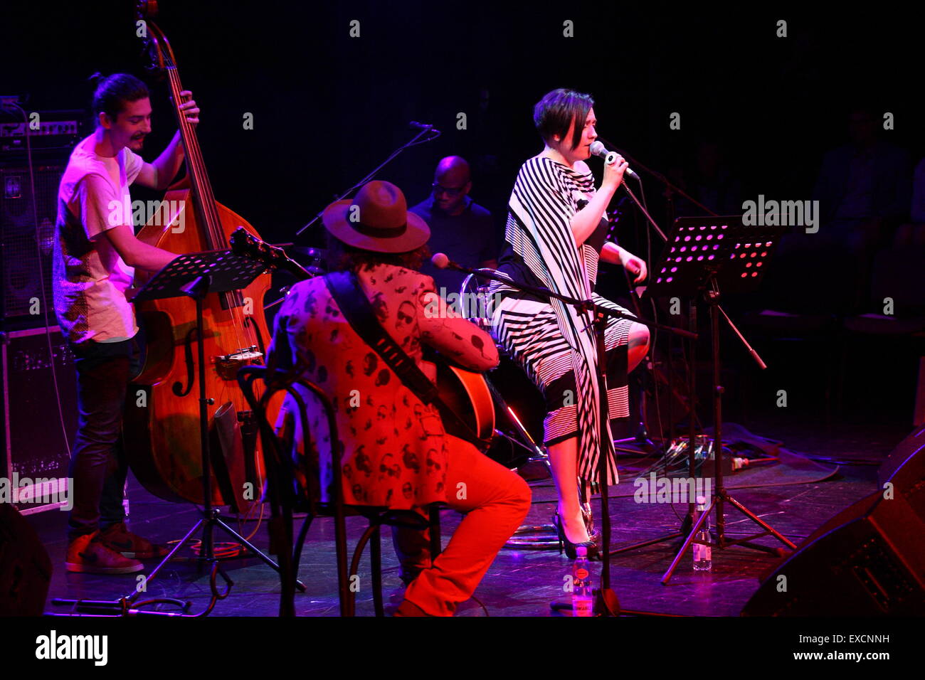 Gdynia, Poland. 11th July, 2015. 10th Ladies' Jazz Festival starts in Gdynia. Mika Urbaniak Quartet performs live on the stage during the first day of the Festival in Gdynia Musical Theatre Credit:  Michal Fludra/Alamy Live News Stock Photo