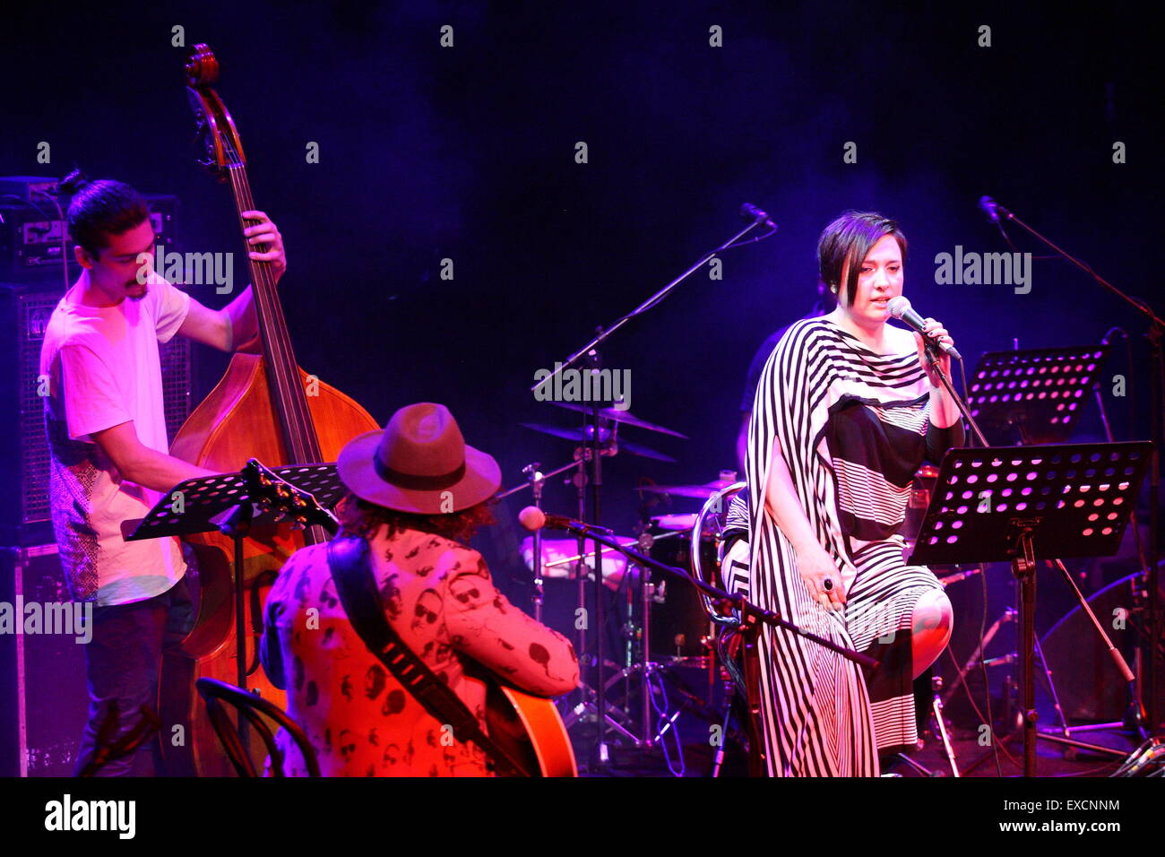 Gdynia, Poland. 11th July, 2015. 10th Ladies' Jazz Festival starts in Gdynia. Mika Urbaniak Quartet performs live on the stage during the first day of the Festival in Gdynia Musical Theatre Credit:  Michal Fludra/Alamy Live News Stock Photo