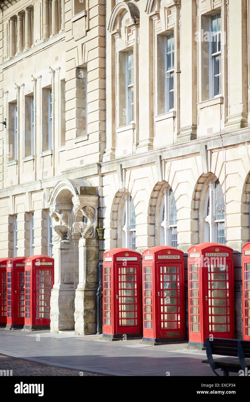 the old post office in Blackpool. Located in Blackpool, Lancashire, England, UK.  The red telephone box, a telephone kiosk for a Stock Photo