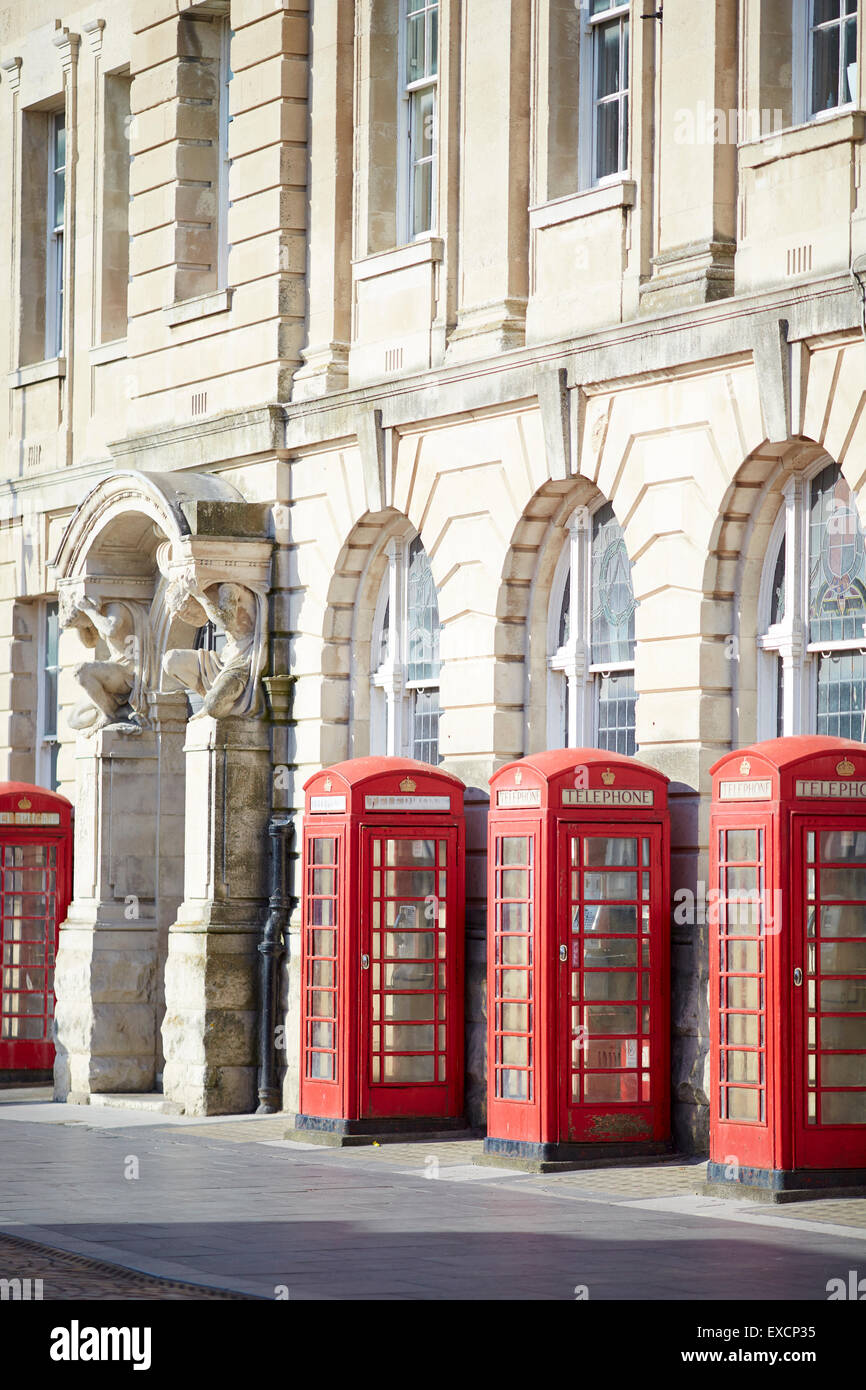 the old post office in Blackpool. Located in Blackpool, Lancashire, England, UK.  The red telephone box, a telephone kiosk for a Stock Photo