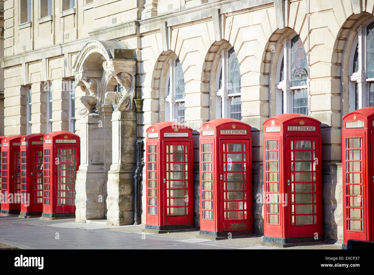 the old post office in Blackpool. Located in Blackpool, Lancashire, England, UK.  The red telephone box, a telephone kiosk for a Stock Photo