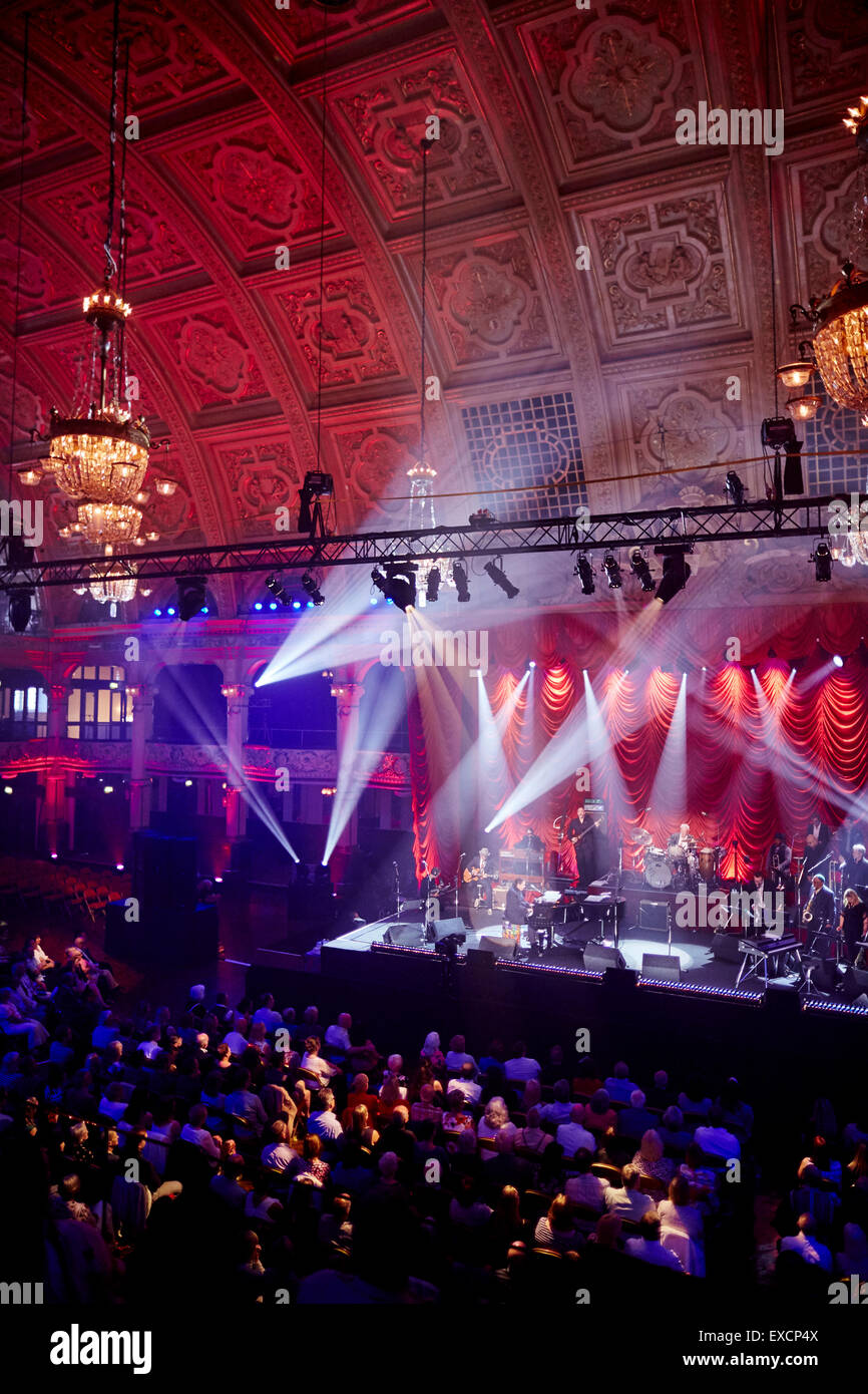 Jools Holland  Big band event at Blackpool's Winter Garden for  BBC television show   On stage at piano ball room interior stage Stock Photo