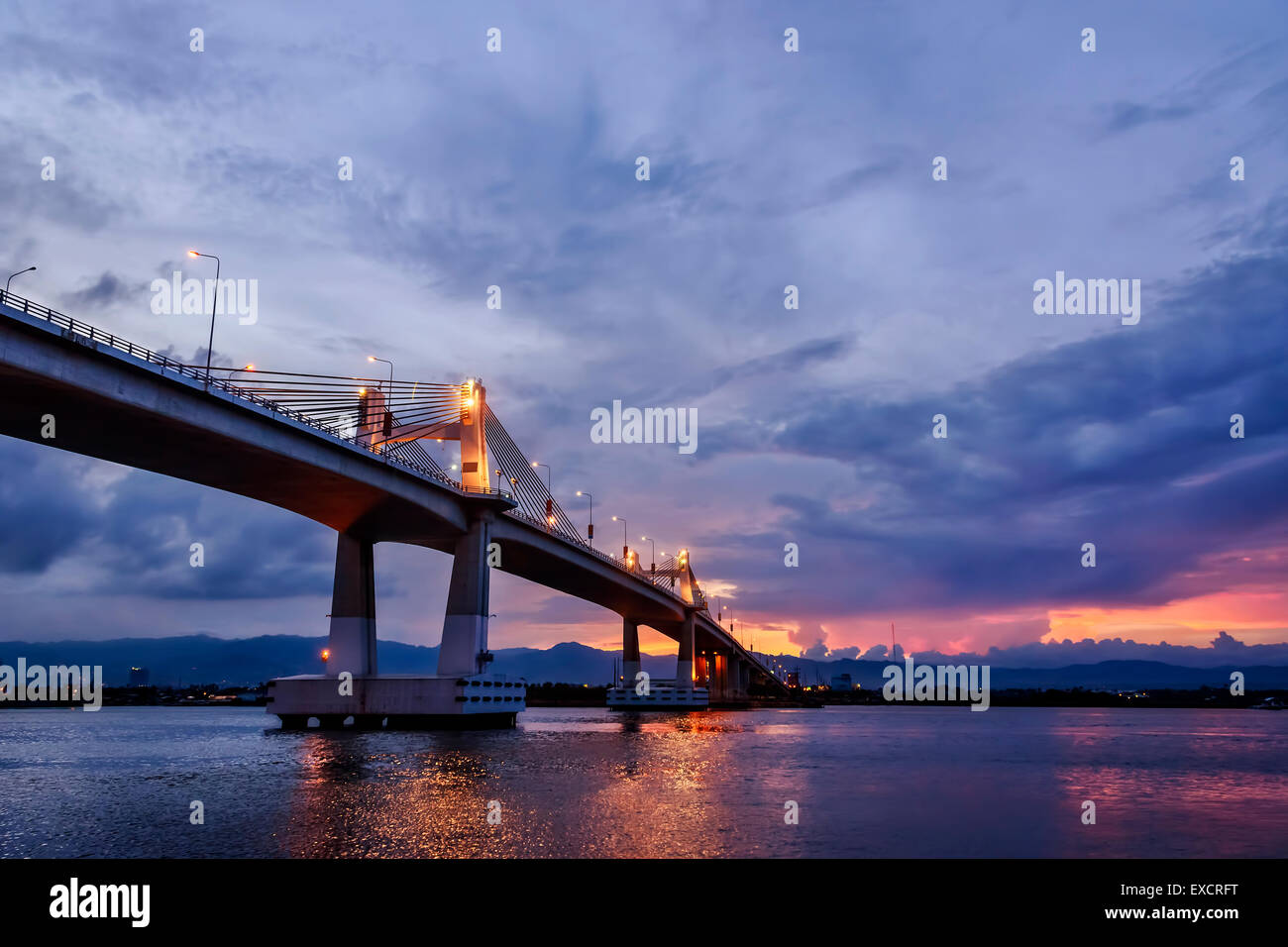 Magic hour bridge in Cebu City, Philippines Stock Photo