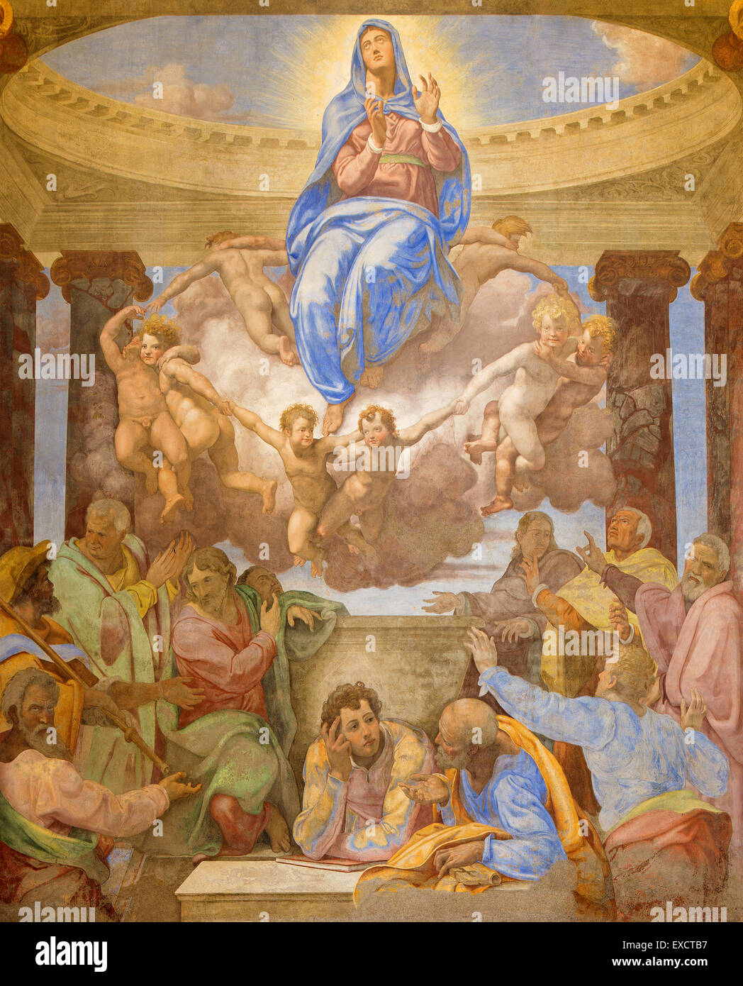 Rome - The Assumption fresco by Daniele da Volterra (1584 - 1550) in church Chiesa della Trinita dei Monti Stock Photo