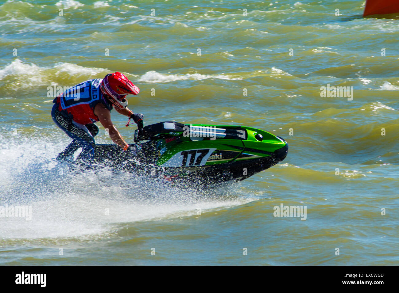 Jetski Riders Hampshire, UK. 11th July, 2015. Jetski Riders in AquaX Race 2 of the P1 ...