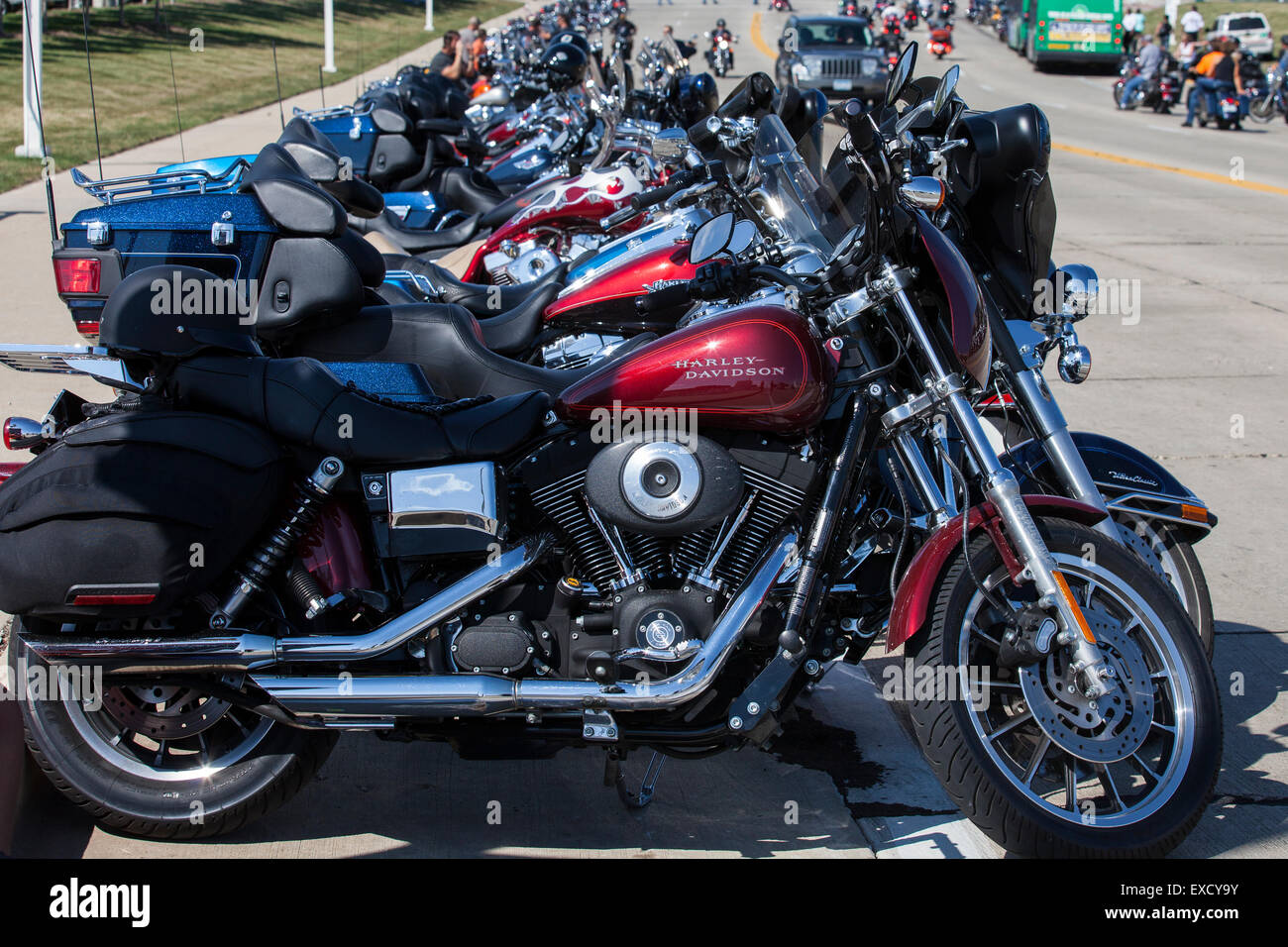 Harley Davidson motorcycles during a Harley rally Stock Photo Alamy