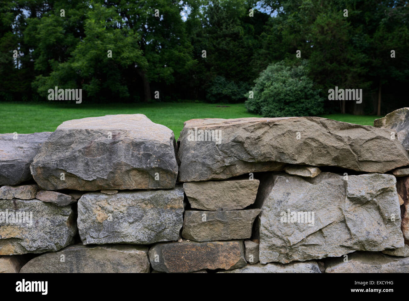 Reconstructed Wall along Sunken Road at Fredericksburg National Battlefield Park, Fredericksburg, Virginia USA Stock Photo