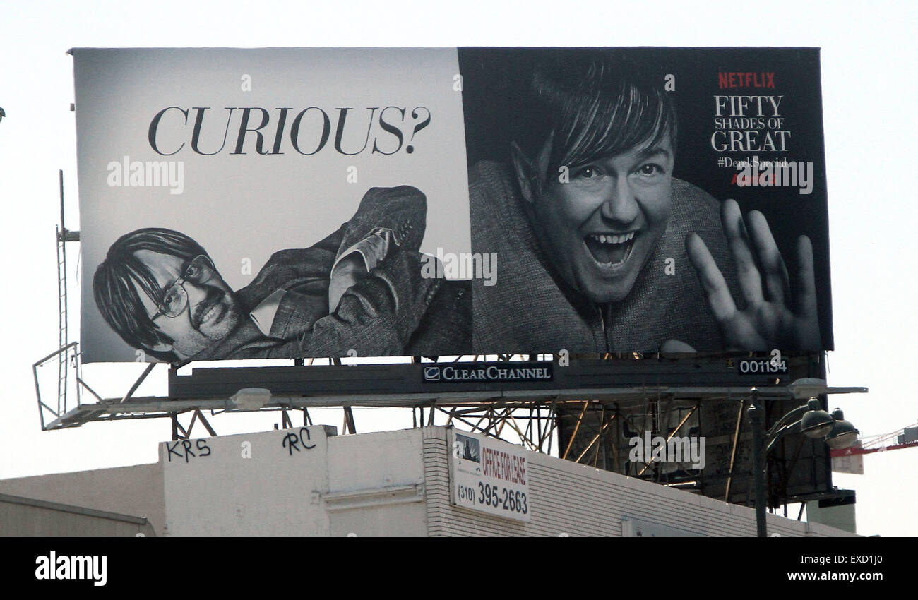 Ricky Gervais advertisement billboard in Hollywood promoting his