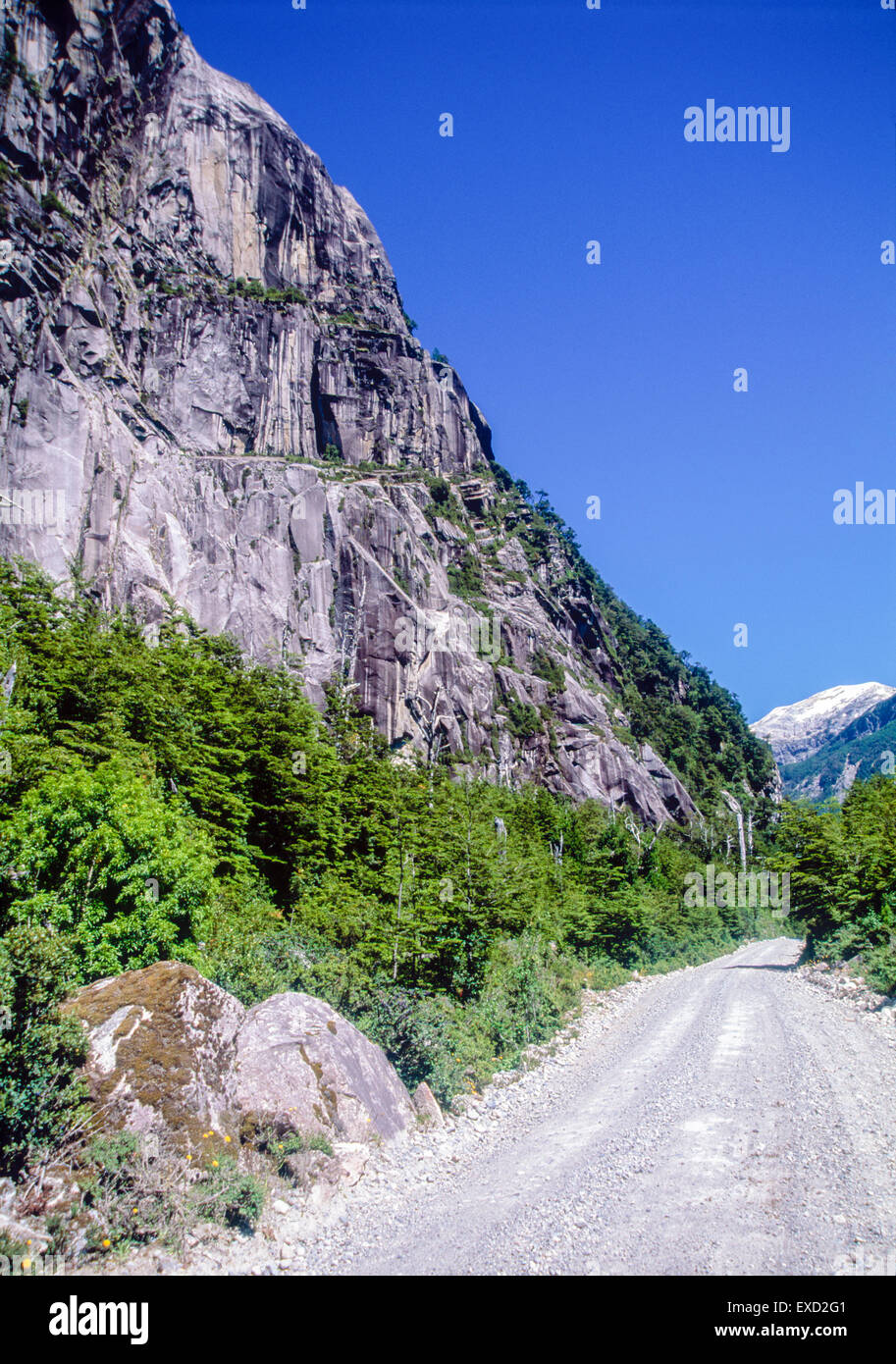 The Carretera Austral (CH-7), formerly known as Carretera General Augusto Pinochet is the name given to Chile's Route 7. Stock Photo
