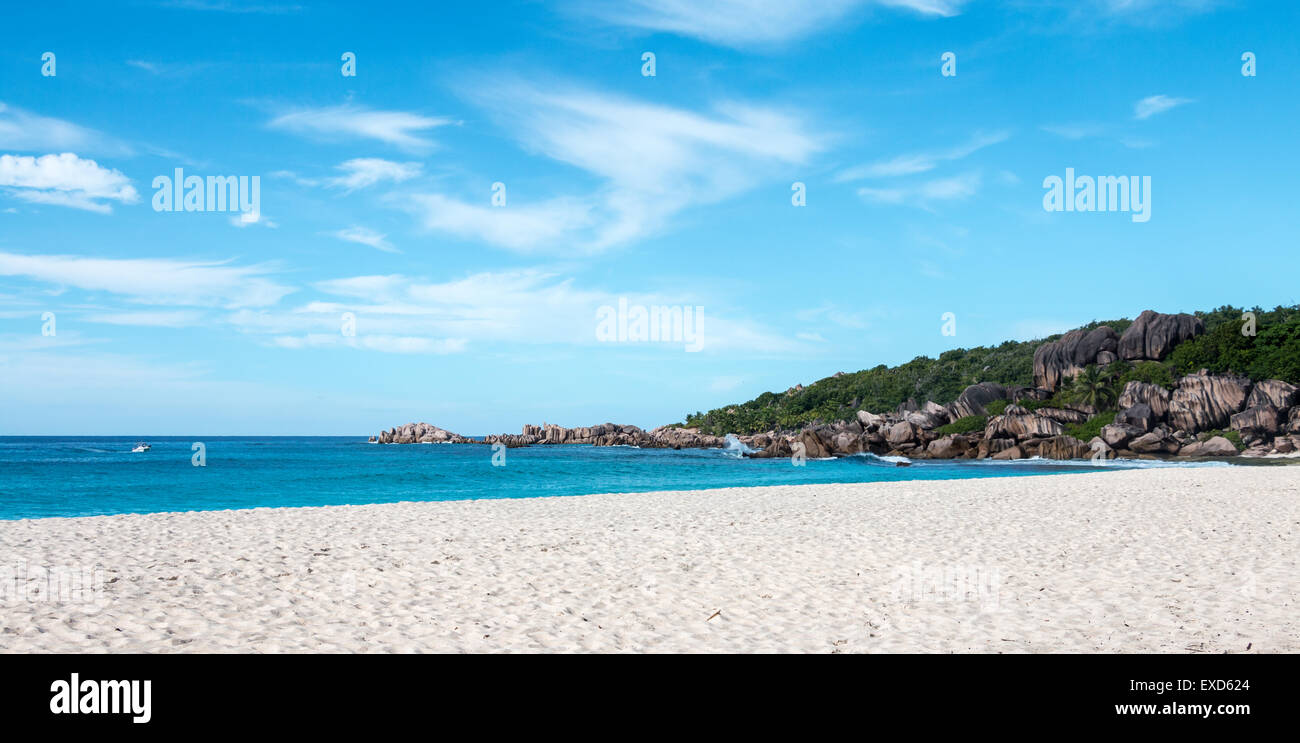 Seychelles,La Digue,Grand Anse beach,paradise, picture perfect,empty beach Stock Photo