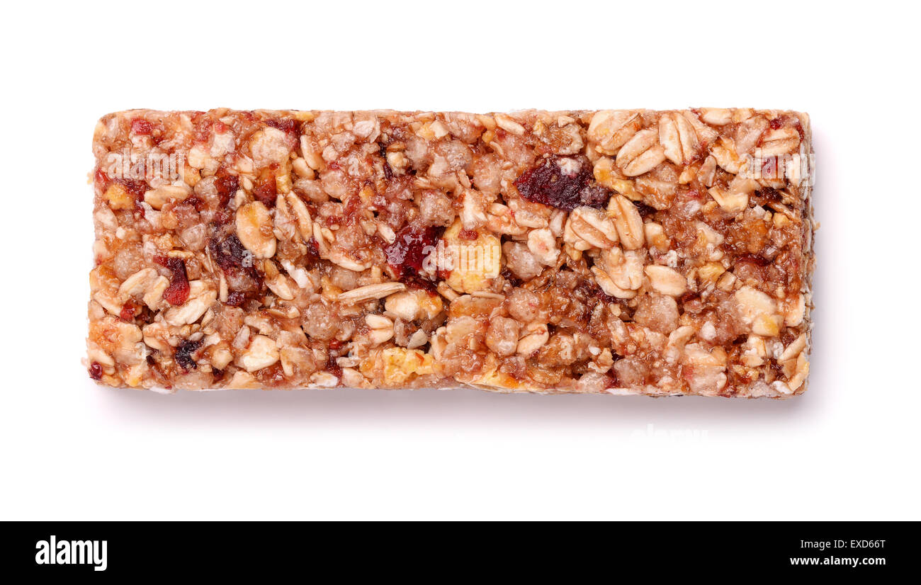 Muesli bar with fruits and nuts isolated on white Stock Photo Alamy