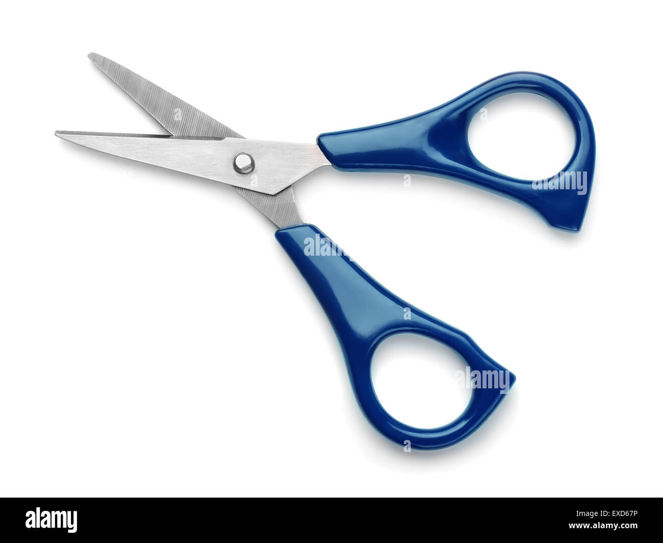 Blue scissors isolated on white Stock Photo