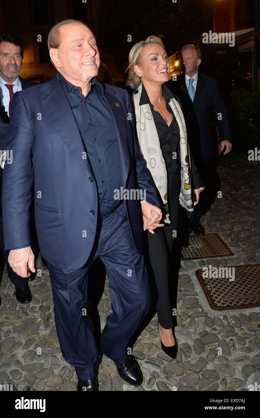 Silvio Berlusconi and his partner, Francesca Pascale out and about together in Portofino  Featuring: Silvio Berlusconi, Francesca Pascale Where: Portofino, Italy When: 09 May 2015 Stock Photo