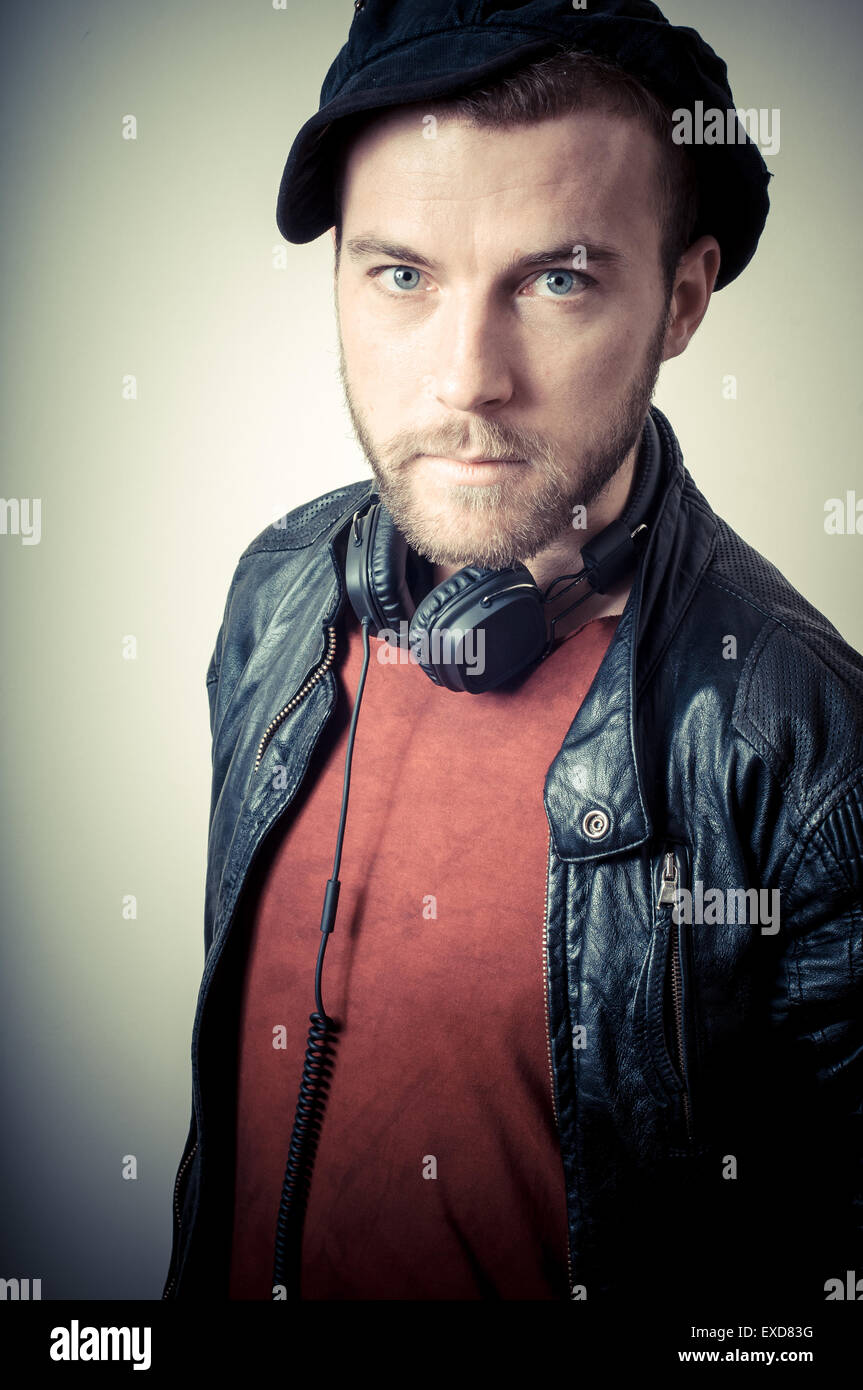 Stylish hipster man in hat hi-res stock photography and images - Alamy