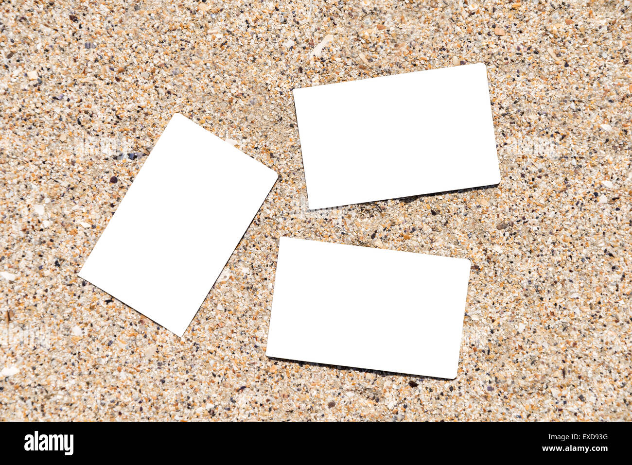 White Blank Business Cards On Beach Sand In Summer Stock Photo - Alamy