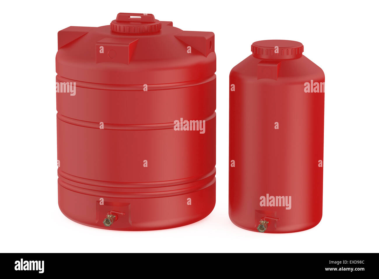 red water tanks isolated on white background Stock Photo Alamy