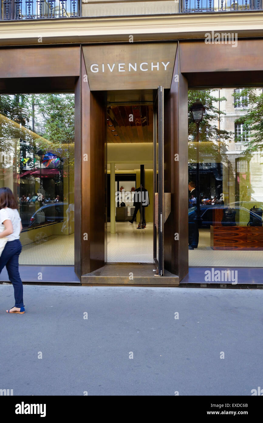Entrance Givenchy luxury French brand of haute couture, fashion shop, store in Paris, France. Stock Photo