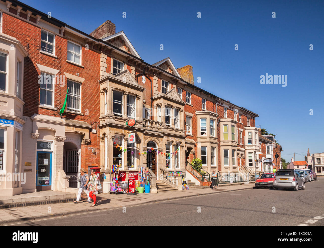 A sunny summer day in the High Street, Southwold, Suffolk, England. Stock Photo