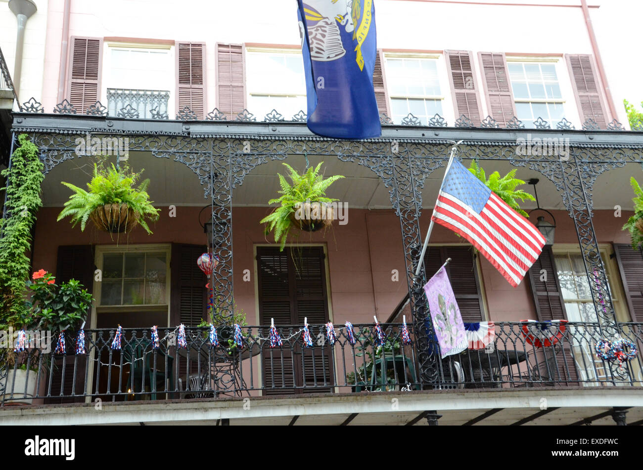 french quarter balcony french style buildings new orleans Stock Photo Alamy