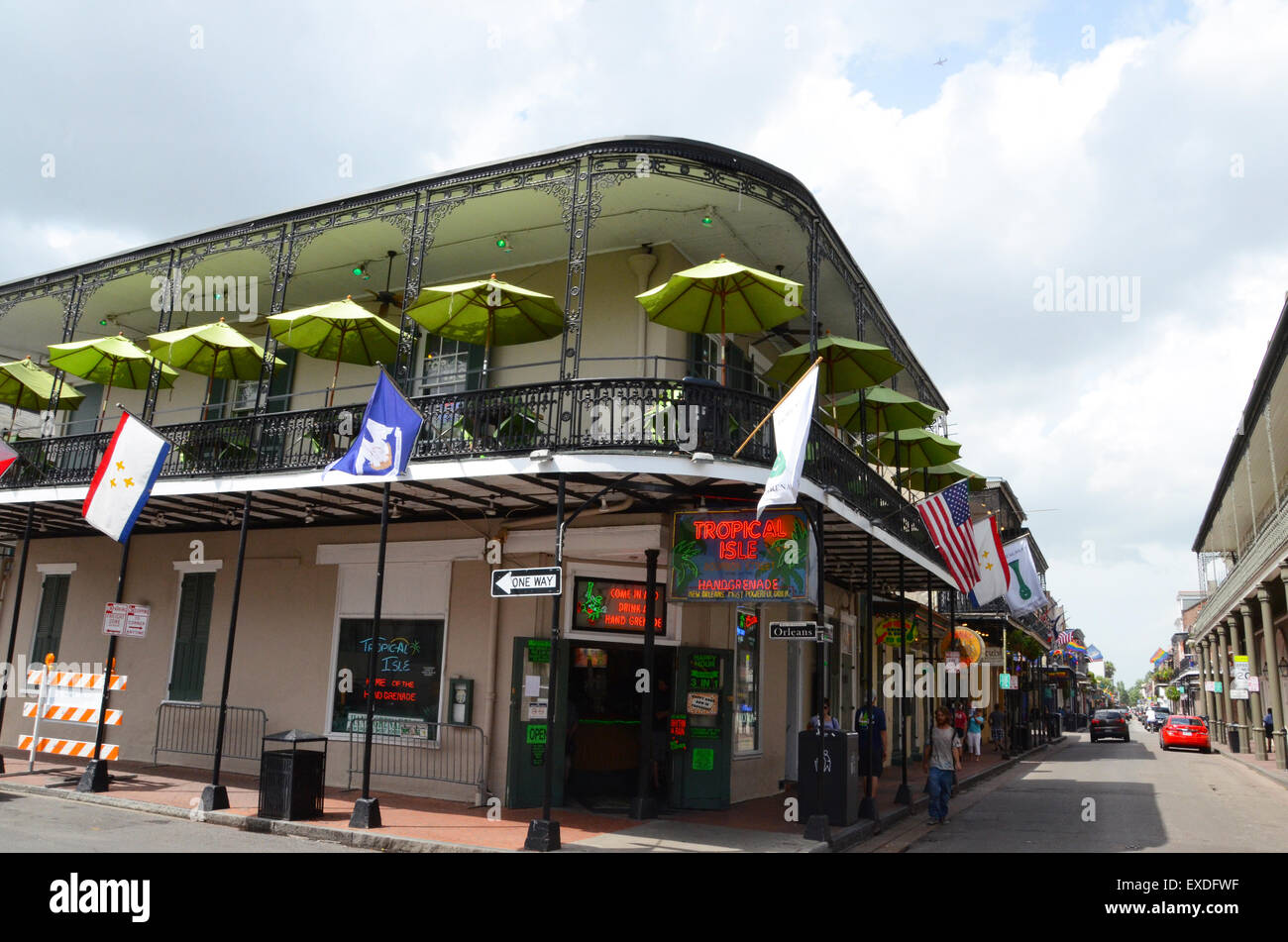 french quarter balcony french style buildings new orleans Stock Photo