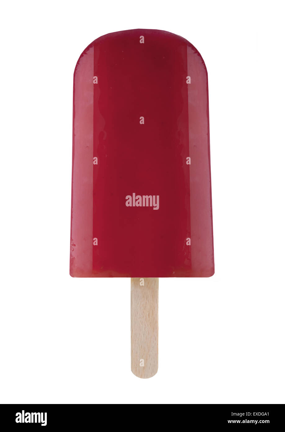 Red frozen ice lolly over a white background Stock Photo