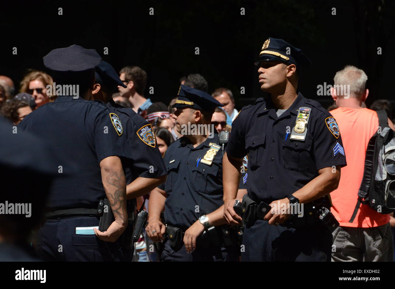 nypd cops police in street new york Stock Photo