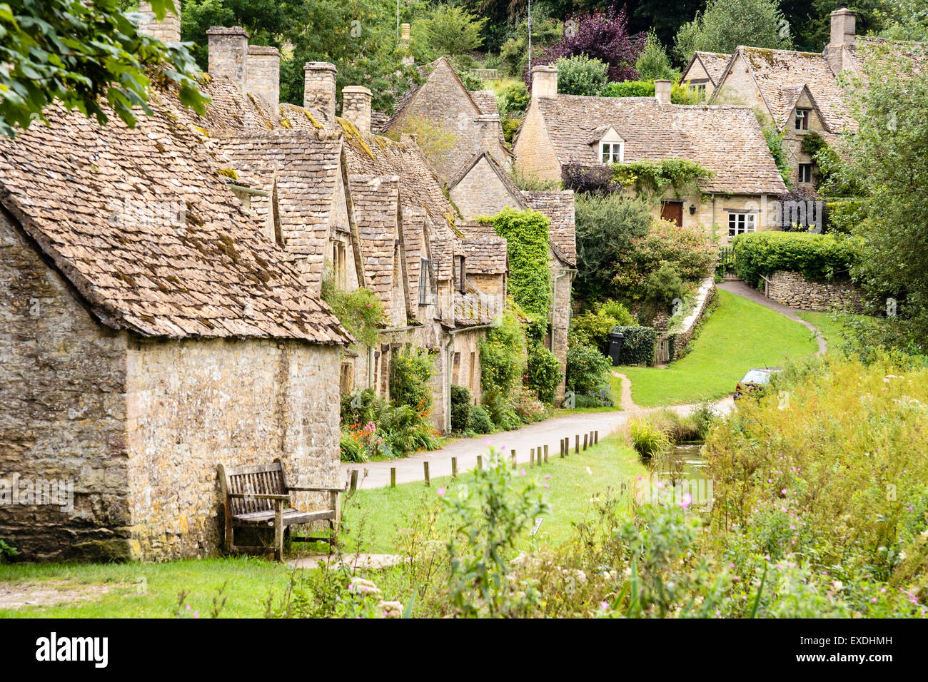 The picturesque Cotswold village of Bibury with the famous terrace of
