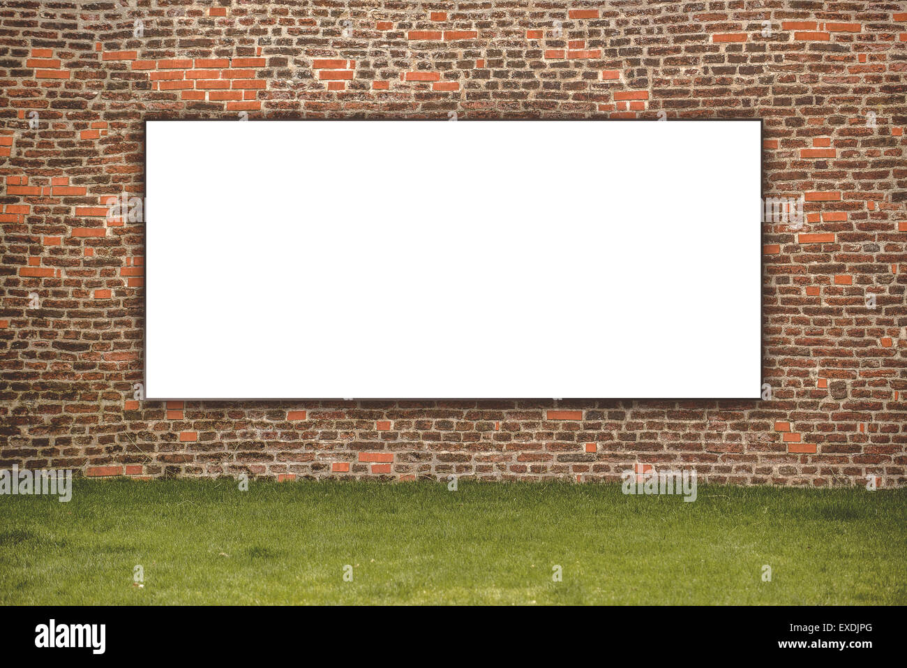 Blank Advertising Billboard on the Street for Outdoor Ad Copy Space Mock Up, Retro Toned Vintage Effect Stock Photo