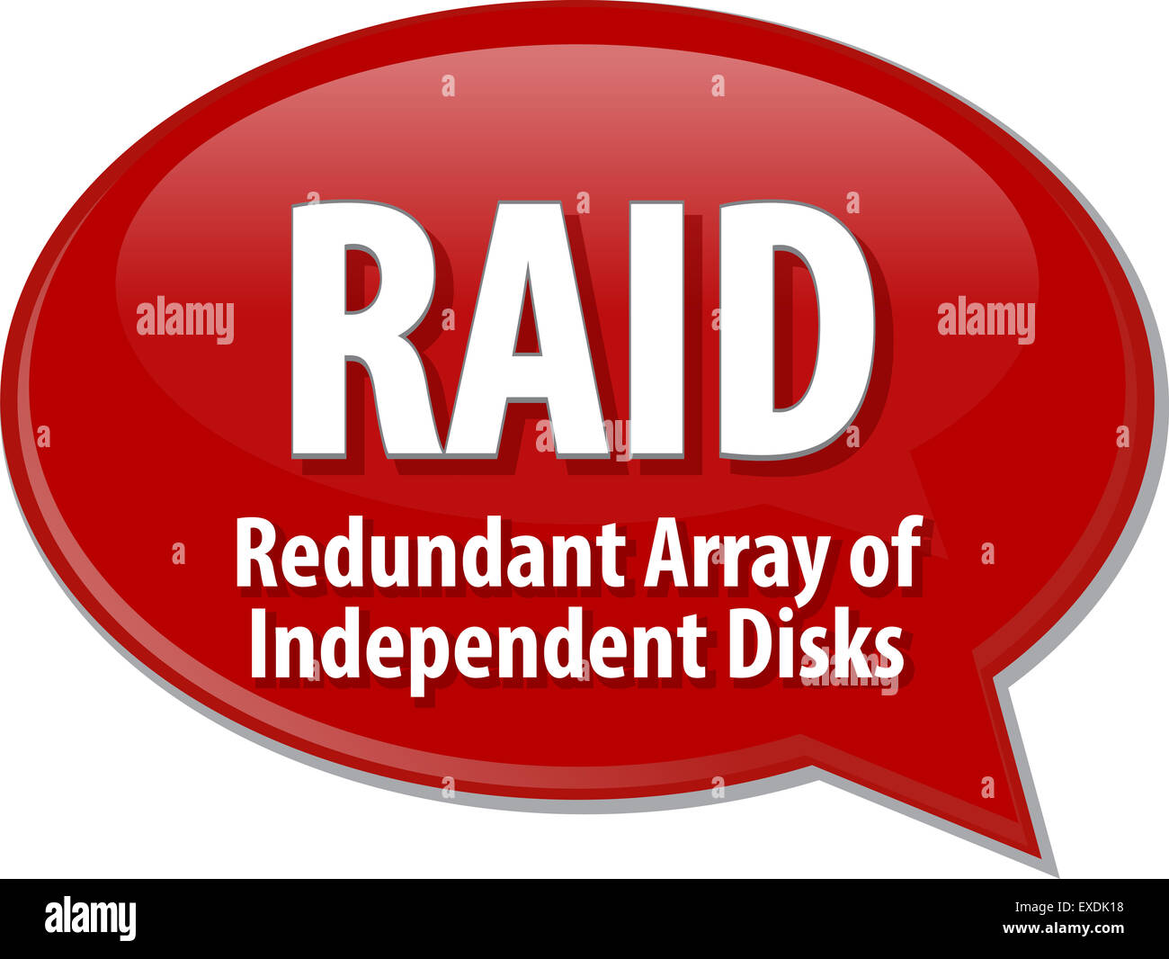 Speech bubble illustration of information technology acronym abbreviation  term definition RAID Redundant Array of Independent Di Stock Photo - Alamy